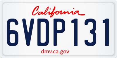 CA license plate 6VDP131