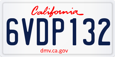 CA license plate 6VDP132