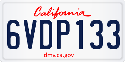 CA license plate 6VDP133