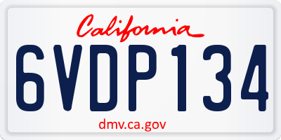 CA license plate 6VDP134