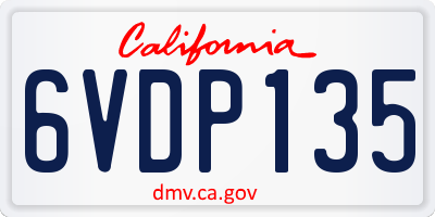 CA license plate 6VDP135