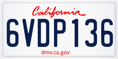 CA license plate 6VDP136