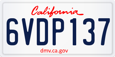 CA license plate 6VDP137