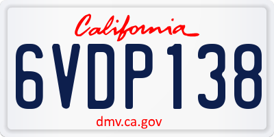 CA license plate 6VDP138