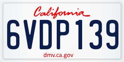 CA license plate 6VDP139