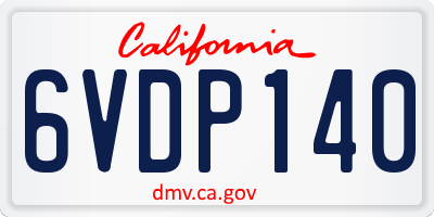 CA license plate 6VDP140