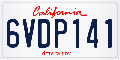 CA license plate 6VDP141
