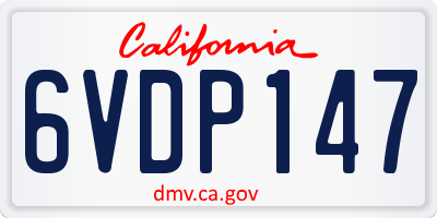 CA license plate 6VDP147
