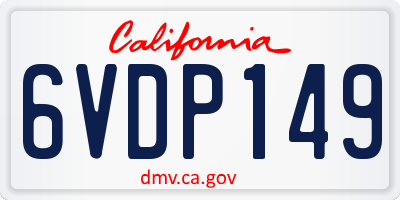 CA license plate 6VDP149