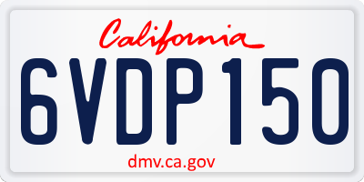 CA license plate 6VDP150