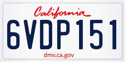 CA license plate 6VDP151