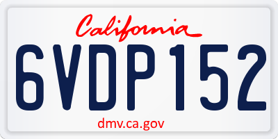 CA license plate 6VDP152