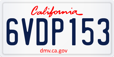 CA license plate 6VDP153