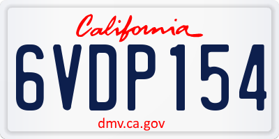 CA license plate 6VDP154