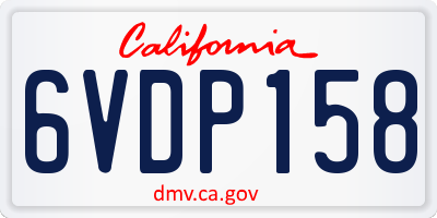 CA license plate 6VDP158