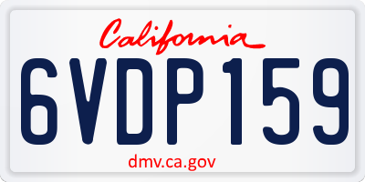 CA license plate 6VDP159