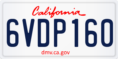 CA license plate 6VDP160