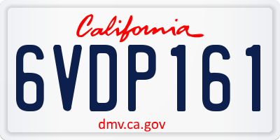 CA license plate 6VDP161
