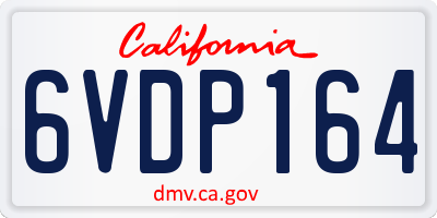 CA license plate 6VDP164