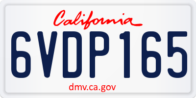 CA license plate 6VDP165
