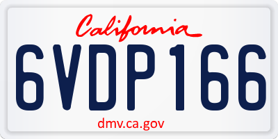 CA license plate 6VDP166