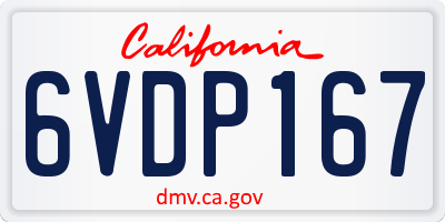 CA license plate 6VDP167