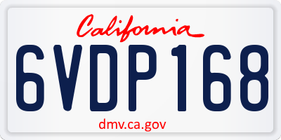 CA license plate 6VDP168