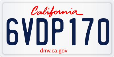 CA license plate 6VDP170