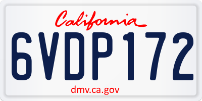 CA license plate 6VDP172