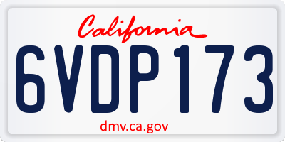 CA license plate 6VDP173