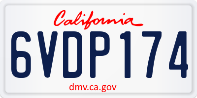 CA license plate 6VDP174