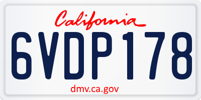 CA license plate 6VDP178