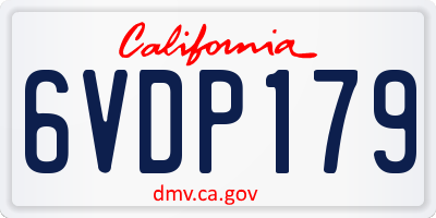 CA license plate 6VDP179