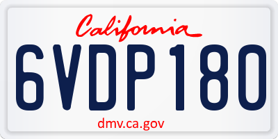 CA license plate 6VDP180