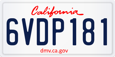 CA license plate 6VDP181