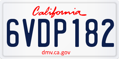 CA license plate 6VDP182