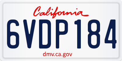 CA license plate 6VDP184