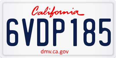 CA license plate 6VDP185