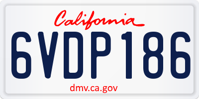 CA license plate 6VDP186