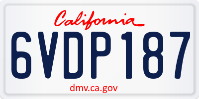 CA license plate 6VDP187