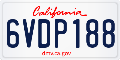 CA license plate 6VDP188