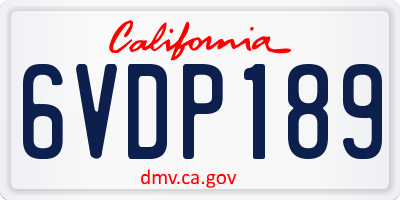 CA license plate 6VDP189