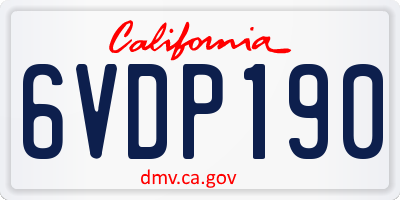 CA license plate 6VDP190