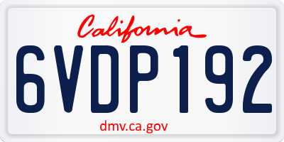 CA license plate 6VDP192