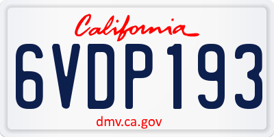 CA license plate 6VDP193