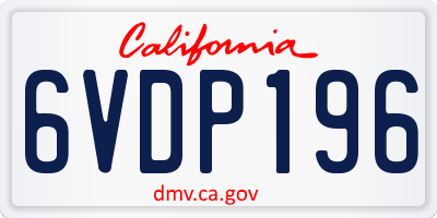 CA license plate 6VDP196