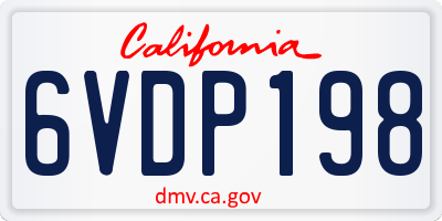 CA license plate 6VDP198