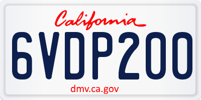 CA license plate 6VDP200