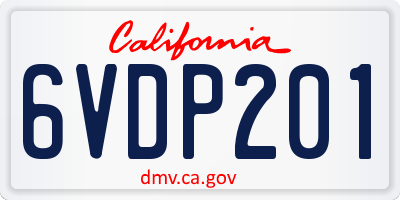 CA license plate 6VDP201