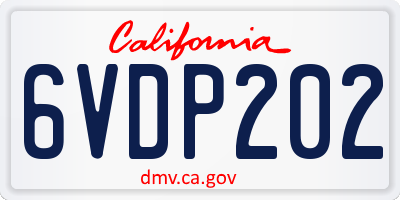 CA license plate 6VDP202